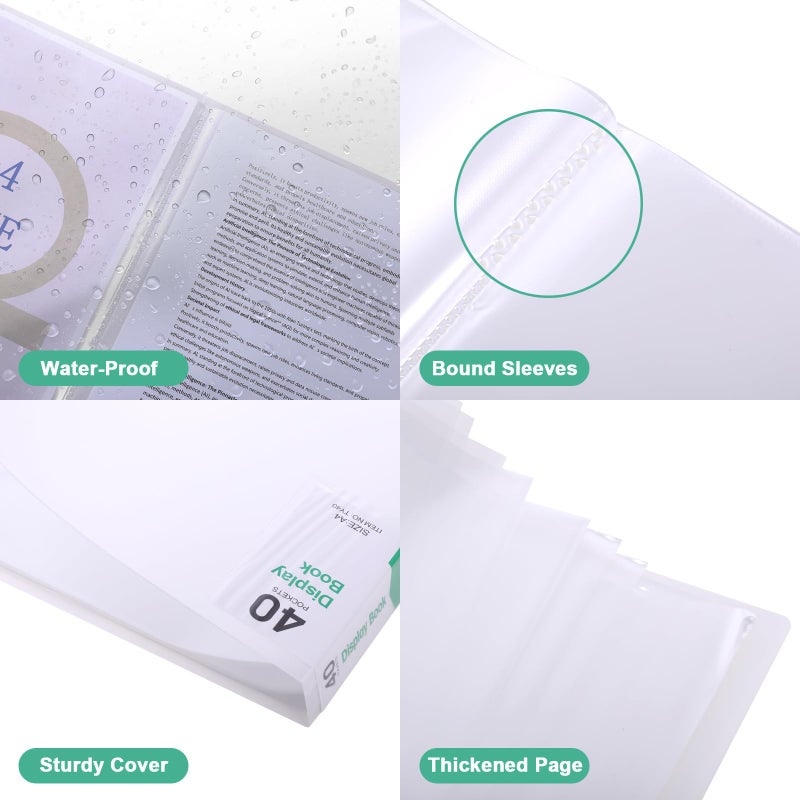 Phyxin 20-Pocket Portfolio Binder Organizer, Binder Sheet Protectors 8.5" x 11", Displaying 40 Page Plastic Folders for Documents, Document Organizer for Concert, Artwork, School & Office Use, White - Image 2